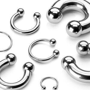 Piercing z chirurgickej ocele - lesklá podkova s guličkami basic, rôzne veľkosti - Rozmer: 1,6 mm x 12,7 mm x 5 mm