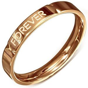 Obrúčka ružovozlatej farby - oceľová, "Forever Love" - Veľkosť: 49 mm