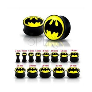 Lesklý čierny plug do ucha - Batman - Hrúbka: 3 mm