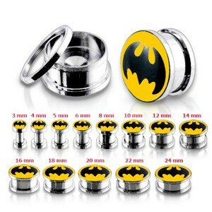 Oceľový tunel plug do ucha, Batman - Hrúbka: 3 mm