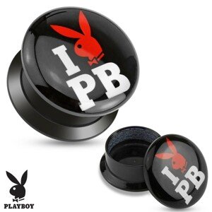 Čierny šrubovací plug z akrylu - I love Playboy - Hrúbka: 6 mm