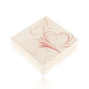 Darčeková krabička na set alebo náhrdelník, smotanová farba, červené ornamenty