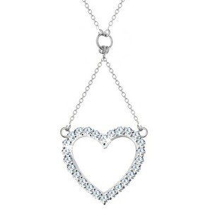 Strieborný náhrdelník 925, retiazka a prívesok - zirkónová kontúra srdca