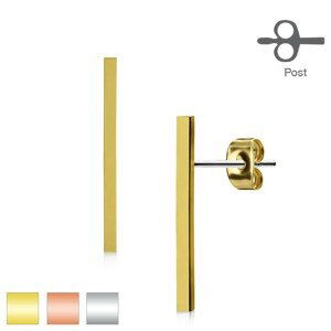 Náušnice z chirurgickej ocele, úzky pásik, hladký lesklý povrch - Farba: Zlatá