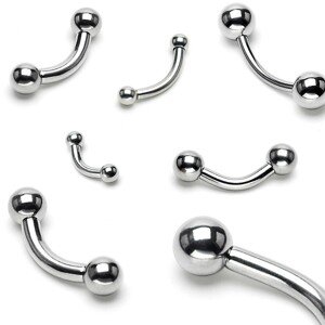 Piercing do obočia z chirurgickej ocele s dvoma guličkami, 1,2 mm - Rozmer: 1,2 mm x 6 mm x 4 mm