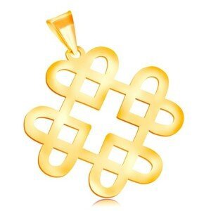 Prívesok v žltom 14K zlate - lesklý ornament zo štyroch kontúr srdiečok