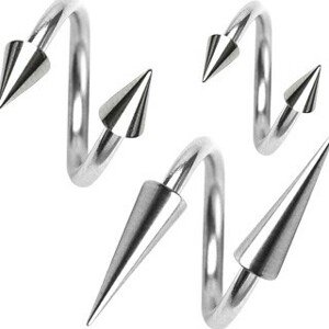 Piercing z chirurgickej ocele, špirálka s hrotom, 1,6 mm - Rozmer: 11 mm x 4x12 mm