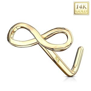 Piercing do nosa zo žltého 14K zlata - lesklý symbol nekonečna