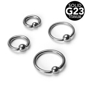 Titánový piercing - krúžok s guličkou, hrúbka 1,2 mm - Hrúbka x priemer x veľkosť guličky: 1,2 mm x 10 mm x 3 mm