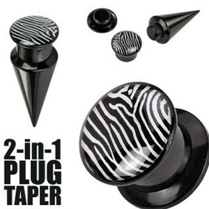 Plug a taper čierny a zebrovaný - Hrúbka: 3 mm