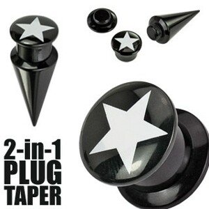 Plug a taper čierny  STAR - Hrúbka: 8 mm