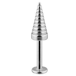 Labret z chirurgickej ocele - vrúbkovaný kužeľ striebornej farby, hrúbka 1,6 mm