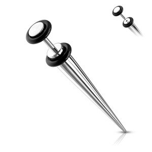 Fake expander z ocele v striebornej farbe s gumičkami - Hrúbka piercingu: 1,2 mm