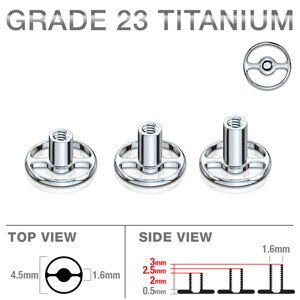 Podkožný titánový implantát microdermal, kruhový tvar, vnútorný závit, 1,6 mm - Dĺžka: 2,5 mm