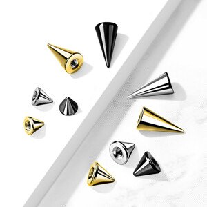 Náhradný oceľový hrot na piercing - rôzne farby a veľkosti, sada 10 ks - Farba x rozmer hrotu x priemer závitu: čierna X 4 x 8 mm X 1,6 mm