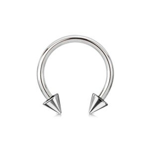 Piercing z ocele 316L - lesklá podkova s hrotmi, strieborná farba, hrúbka 1 mm, dve veľkosti - Rozmer: 1 mm x 10 mm x 3 mm