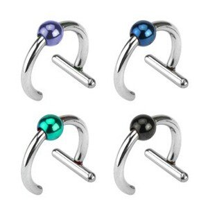 Falošný piercing z chirurgickej ocele - titánová gulička - Hrúbka x priemer x veľkosť guličky: 1,2 x 8 x 3 mm, Farba piercing: Fialová