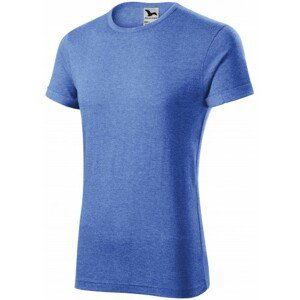 Pánske tričko s vyhrnutými rukávmi, modrý melír, S