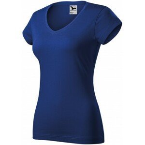 Dámske tričko s V-výstrihom zúžené, kráľovská modrá, 2XL