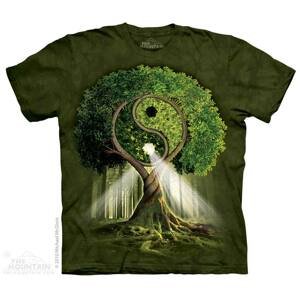 Pánske batikované tričko The Mountain - Yin Yang Tree - zelené Veľkosť: S