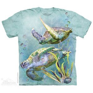 Pánske batikované tričko The Mountain - Sea Turtle Swim - mint Veľkosť: L