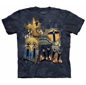 Pánske batikované tričko The Mountain - Domorodé umenie - čierne Veľkosť: M