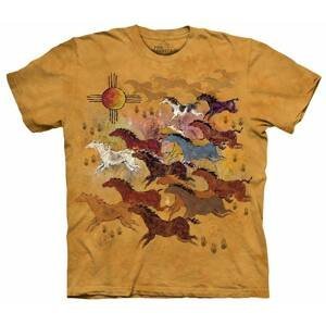 Pánske batikované tričko The Mountain - Domorodé umenie - hlinené Veľkosť: XXXL
