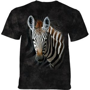 Pánske batikované tričko The Mountain - STRIPES - zebra - tmavo šedé Veľkosť: L