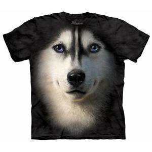 Pánske batikované tričko The Mountain - Sibírsky husky- čierne Veľkosť: XL