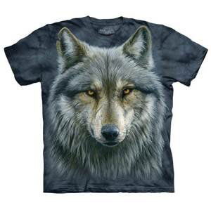 Pánske batikované tričko The Mountain - Vlk bojovník- modré Veľkosť: L