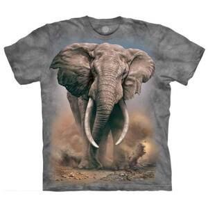Pánske batikované tričko The Mountain - Slon africký- sivé Veľkosť: L