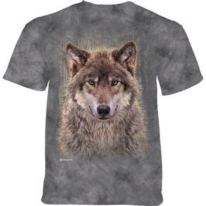 Pánske batikované tričko The Mountain - Vlk v lese- sivé Veľkosť: M