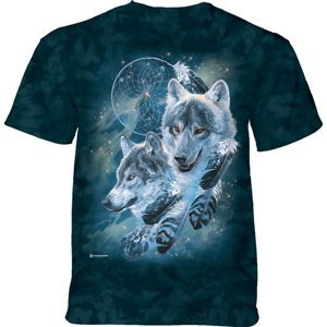 Pánske batikované tričko The Mountain -  Dreamcatcher Wolf- zelené Veľkosť: XL