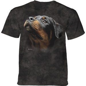 Pánske batikované tričko The Mountain - Rottweiler anjelská tvár- čierne Veľkosť: M