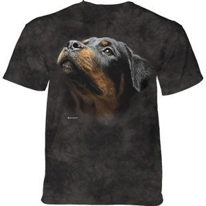 Pánske batikované tričko The Mountain - Rottweiler anjelská tvár- čierne Veľkosť: XXL