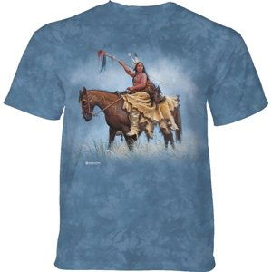 Pánske batikované tričko The Mountain - Indián na koni- modré Veľkosť: XXL