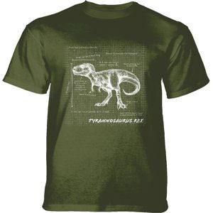 Pánske batikované tričko The Mountain -  T-REX Fact Sheet- zelené Veľkosť: M