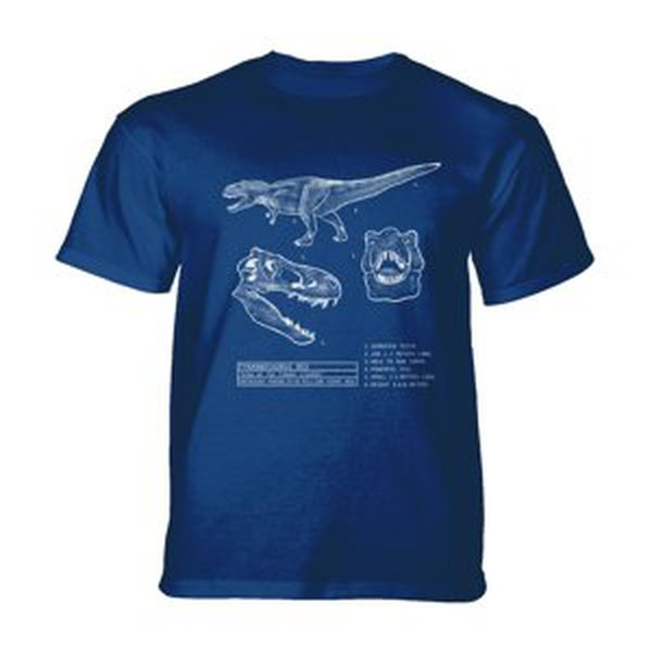 The Mountain Detské batikované tričko - T-REX BLUEPRINT - dinosauri - modrá Veľkosť: M