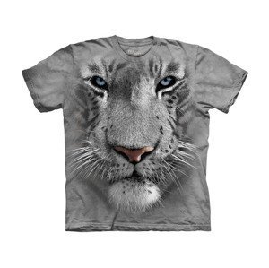 Detské batikované tričko The Mountain Biely tiger - sivé Veľkosť: XL