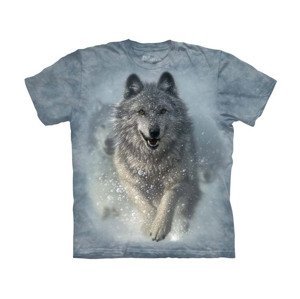 Detské batikované tričko The Mountain Vlčí snežný pluh - sivé Veľkosť: XL