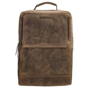 Hide & Stitches Idaho kožený unisex laptop batoh 15,6" - tmavo hnedý - 12L