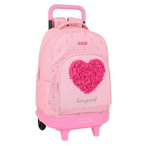SAFTA Školský jednokomorový batoh na kolieskach HEART- ružový - 32L