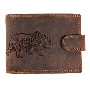 Wild Luxusná pánska peňaženka s prackou Medveď  - hnedá