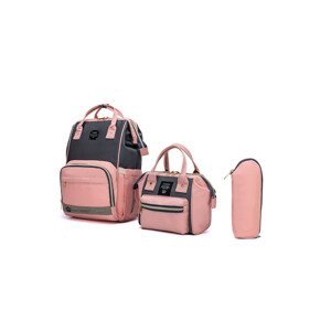 Multifunkčný set batoh a taška na kočík Lequeen - šedo-ružová
