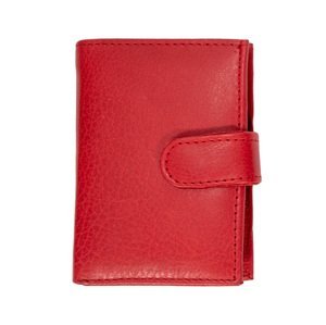 HL Kožená dámska malá peňaženka na karty s RFID ochranou a vysúvacím patentom na karty - červená