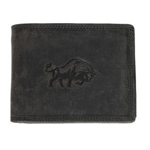 HL Luxusná kožená peňaženka s  býkom - čierna