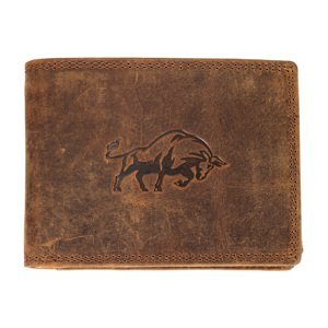 HL Luxusná kožená peňaženka s  býkom - hnedá