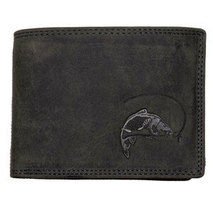 HL Luxusná kožená peňaženka s kaprom - čierna