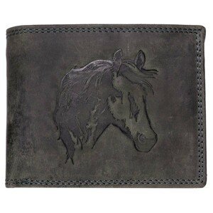 Luxusná kožená peňaženka s  hlavou koňa - čierna