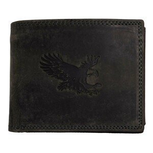 HL Luxusná kožená peňaženka s orlom - čierna